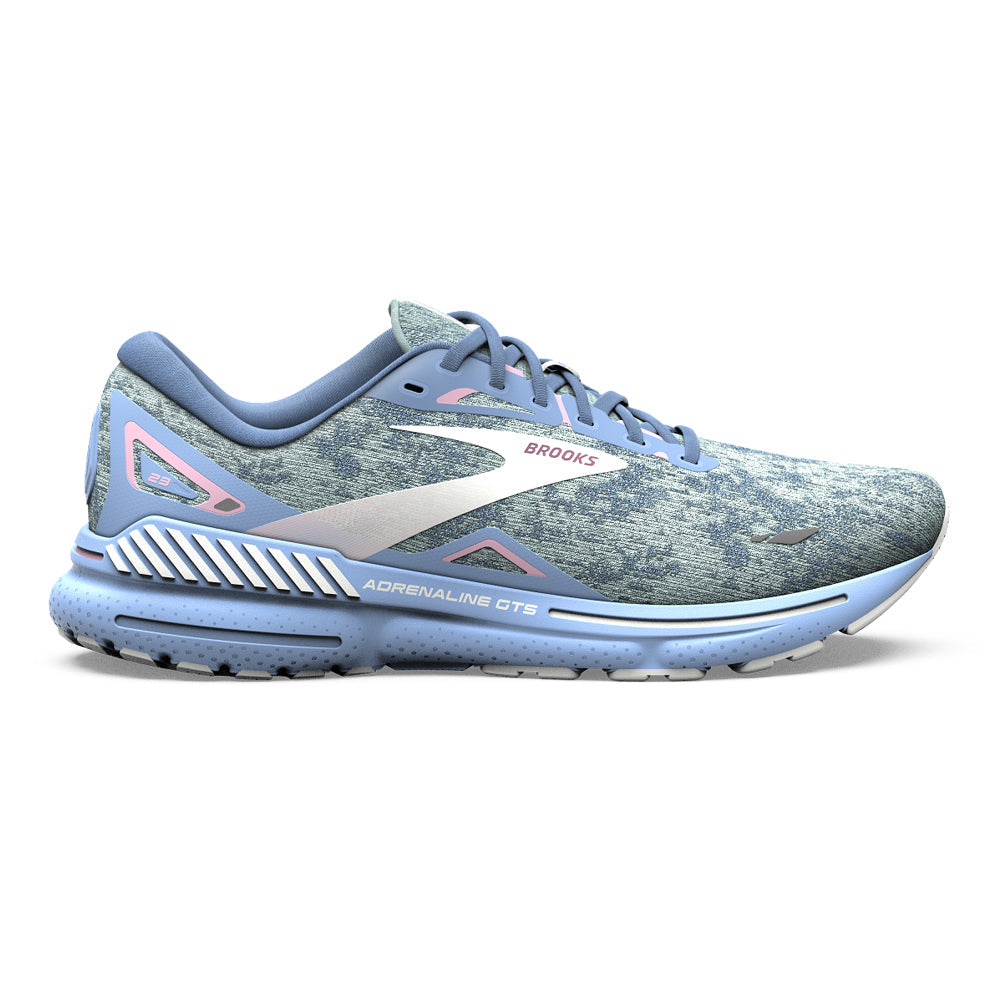 Women's Brooks Adrenaline GTS 23, Blue/Open Air/Pink, 10 B Medium