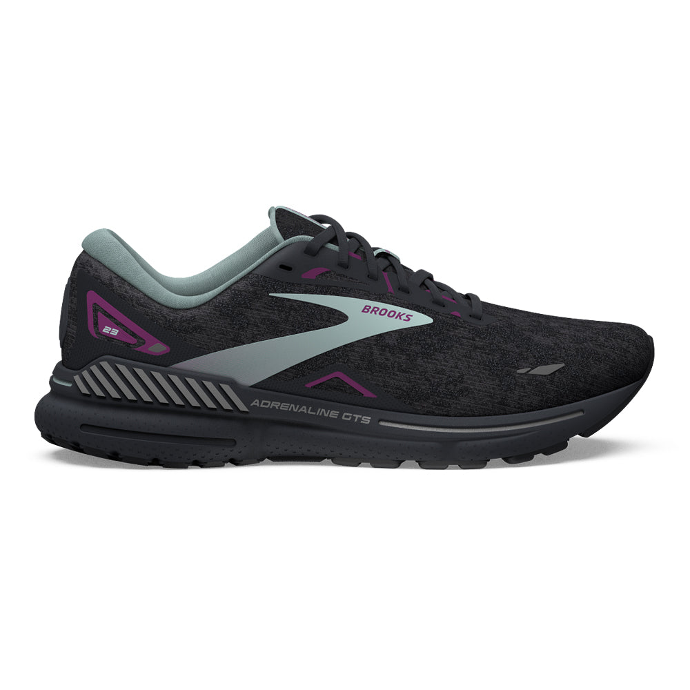 Women's Brooks Adrenaline GTS 23, Black/Light Blue/Purple, 10.5 B Medium
