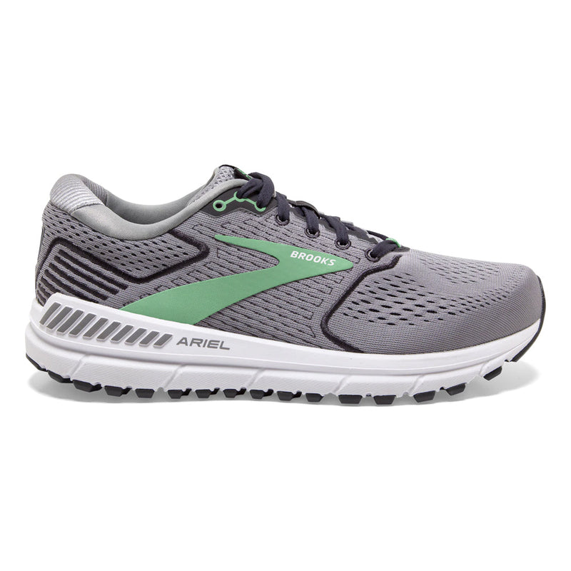 Women's Brooks Ariel '20, Alloy/Blackened Pearl/Green, 10 2E Extra Wide