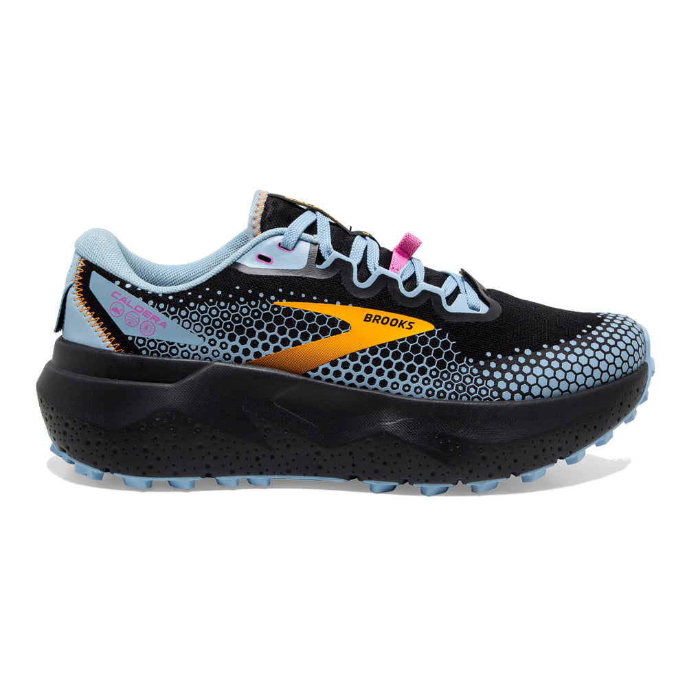 Women's Brooks Caldera 6, Black/Blue/Yellow, 10.5 B Medium