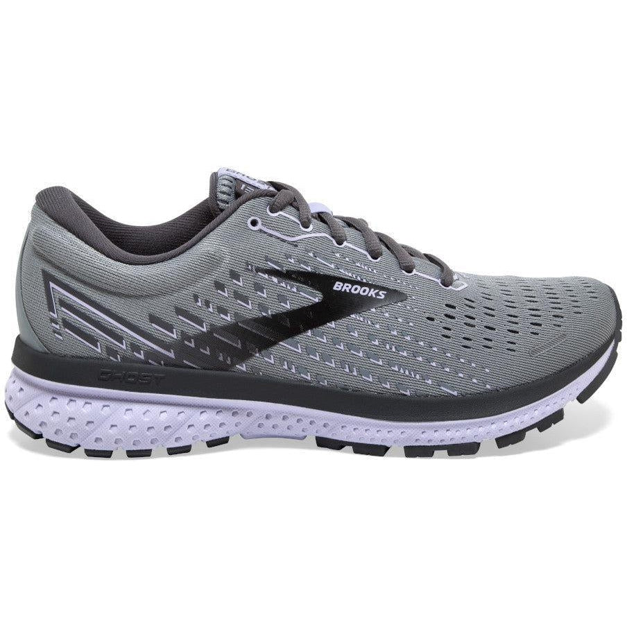 Women's Brooks Ghost 13, Grey/Blackened Pearl/Purple, 6 B Medium