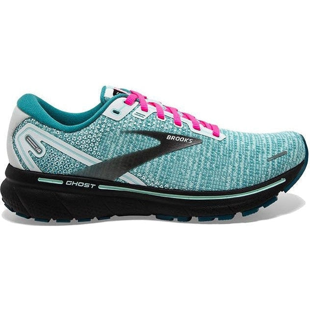 Women's Brooks Ghost 14, White/Black/Blue Light, 9.5 B Medium