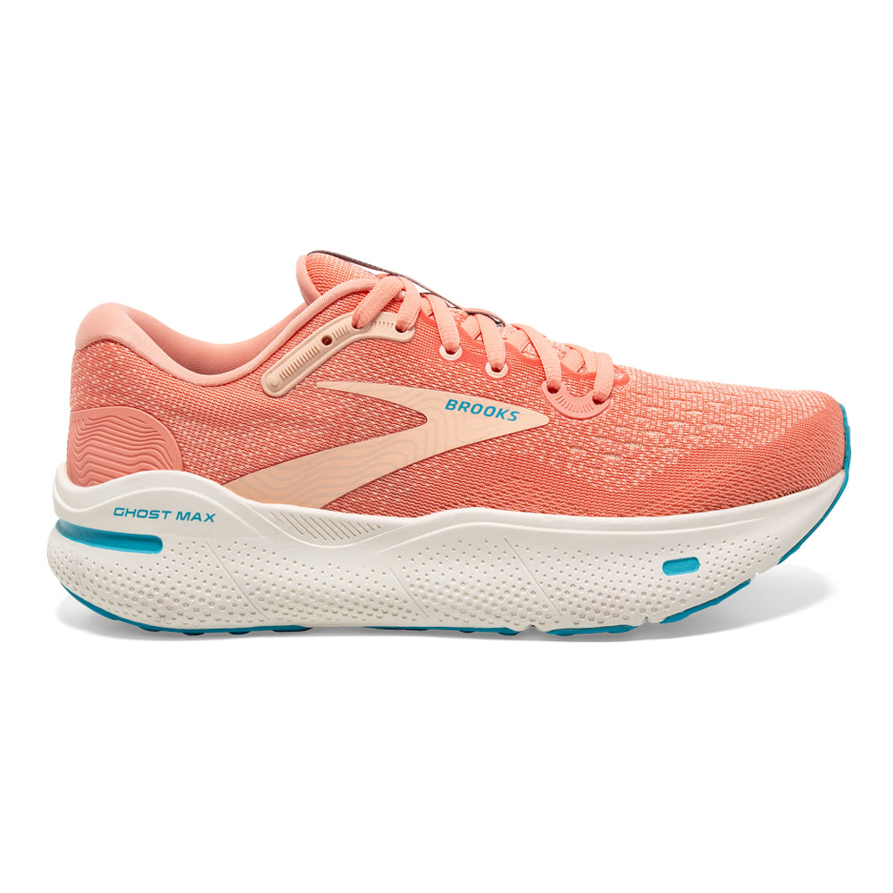 Women's Brooks Ghost Max, Papaya/Apricot/Blue, 10 B Medium