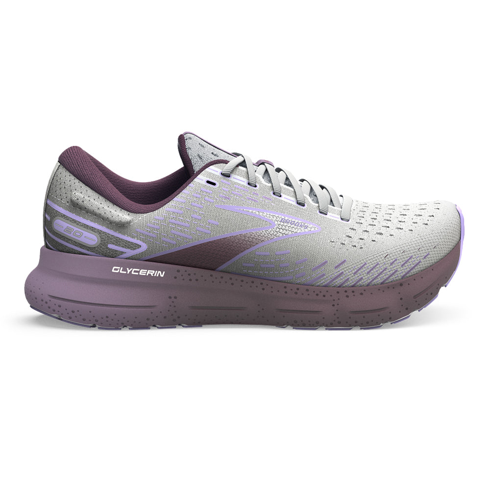 Women's Brooks Glycerin 20, White/Orchid/Lavender, 8.5 B Medium