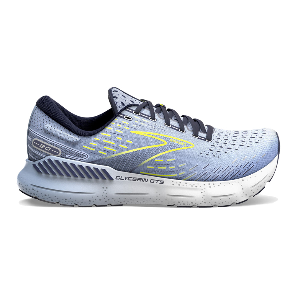 Women's Brooks Glycerin GTS 20, Light Blue/Peacoat/Nightlife, 8.5 B Medium