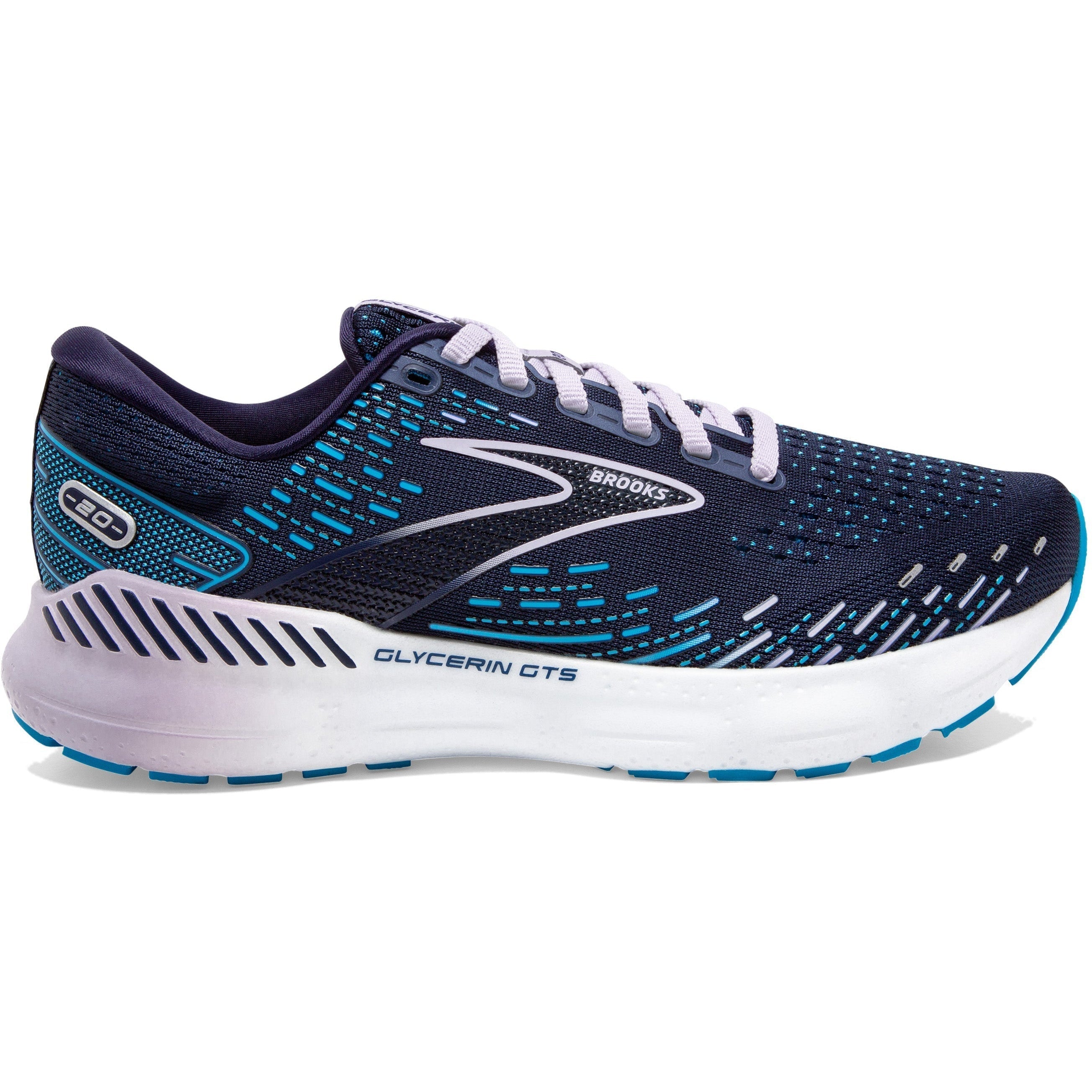 Women's Brooks Glycerin GTS 20, Peacoat/Ocean/Pastel Lilac, 8.5 D Wide