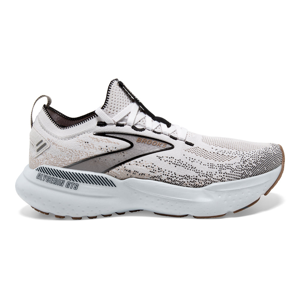 Women's Brooks Glycerin StealthFit GTS 21, White/Grey/Black, 11 B Medium