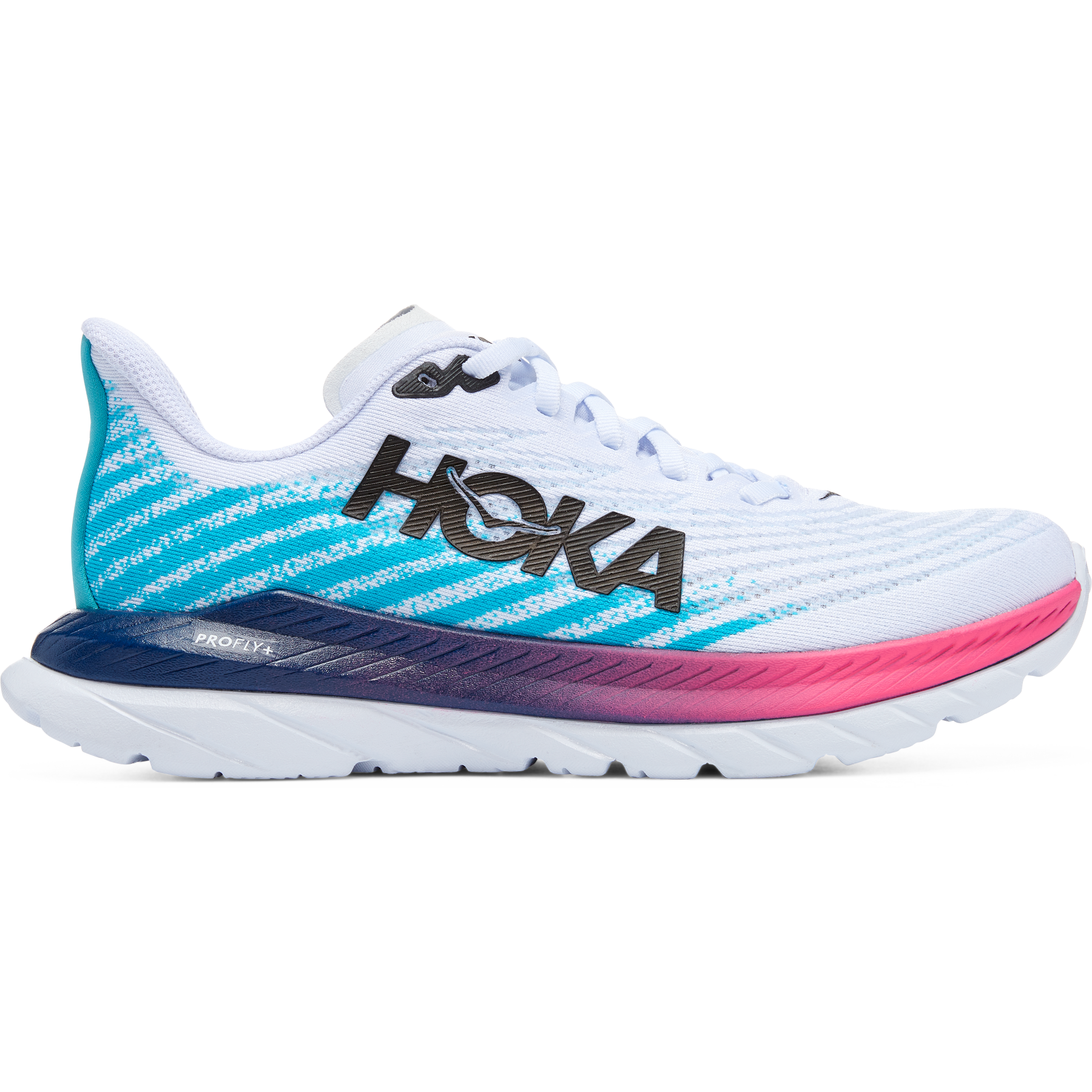 Women's Hoka One One Mach 5, White/Scuba Blue, 11 B Medium