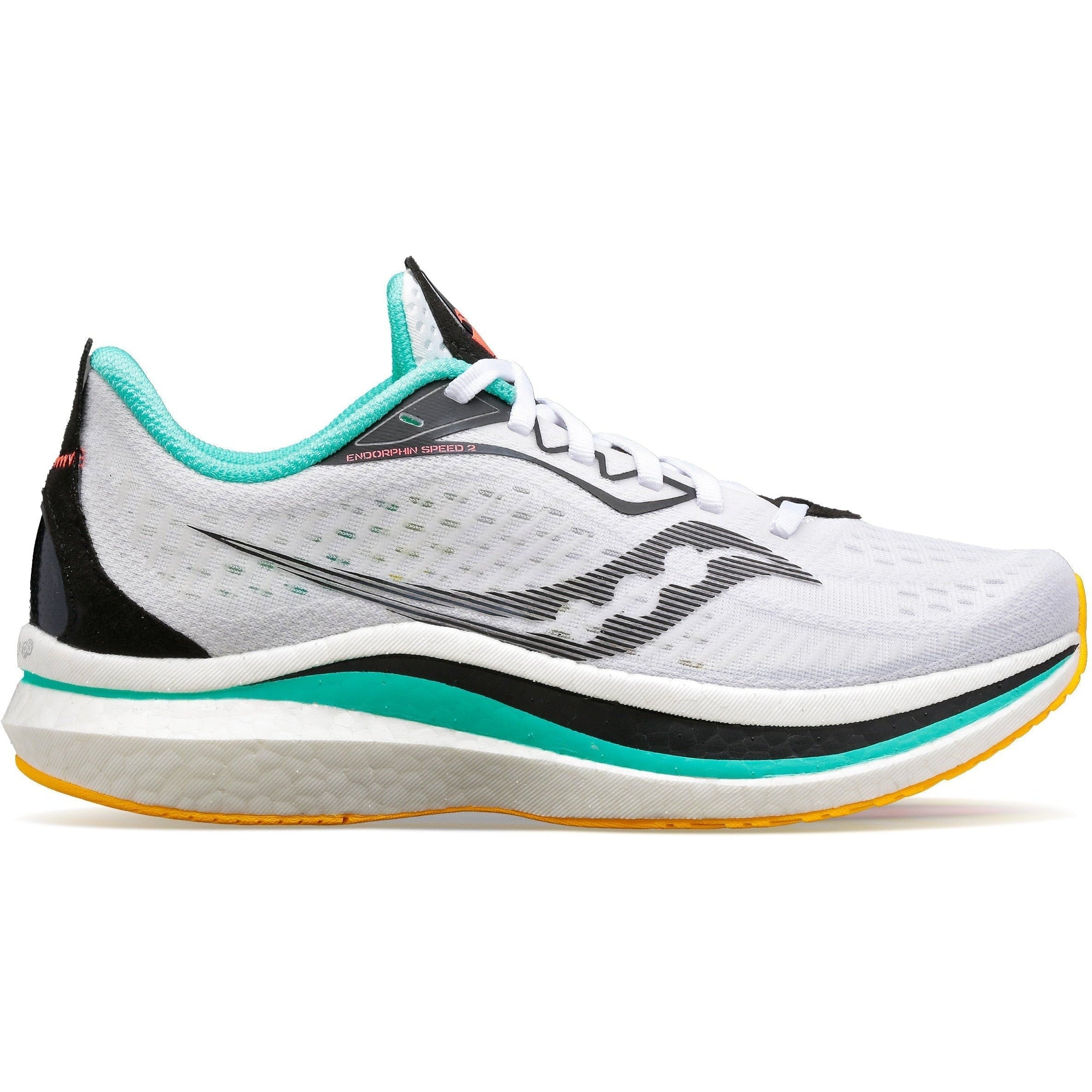 Women's Saucony Endorphin Speed 2, White/Black/Vizi, 8 B Medium