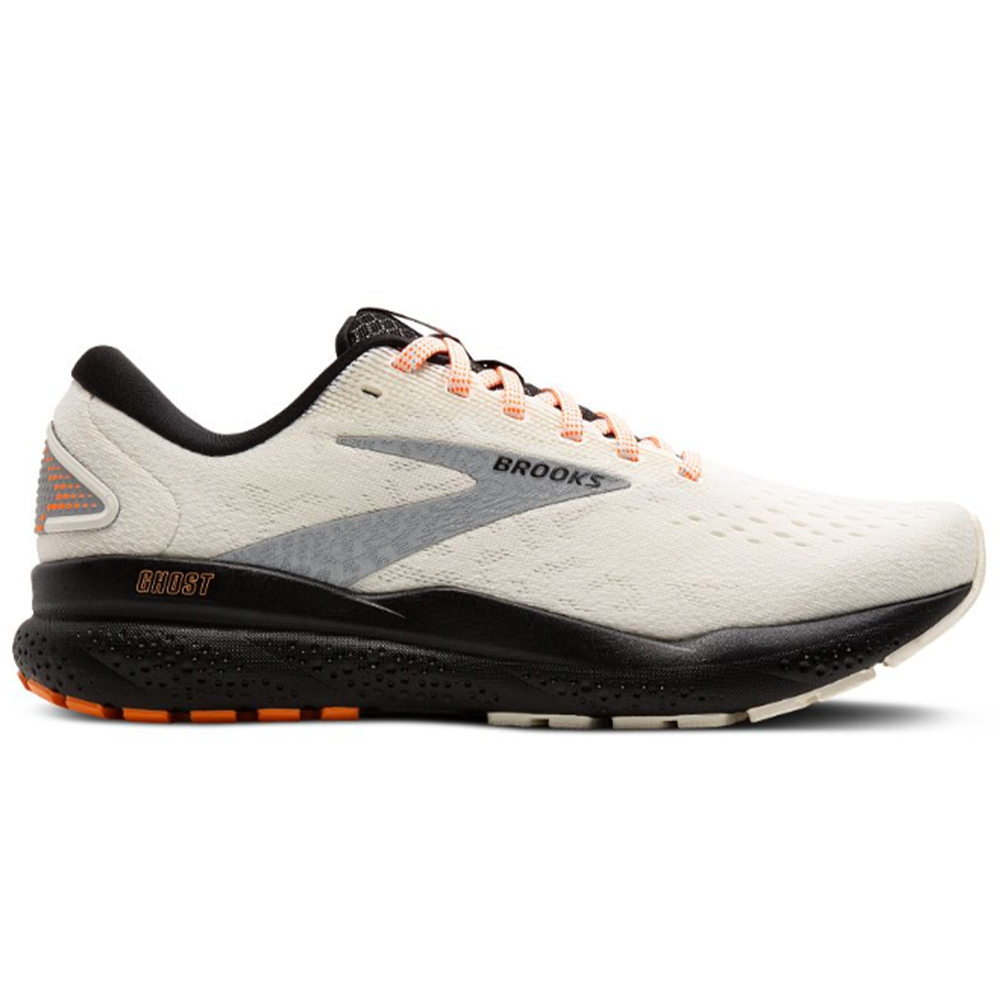 Women's Brooks Ghost 16, Ecru/Orange/Black, 7 B Medium